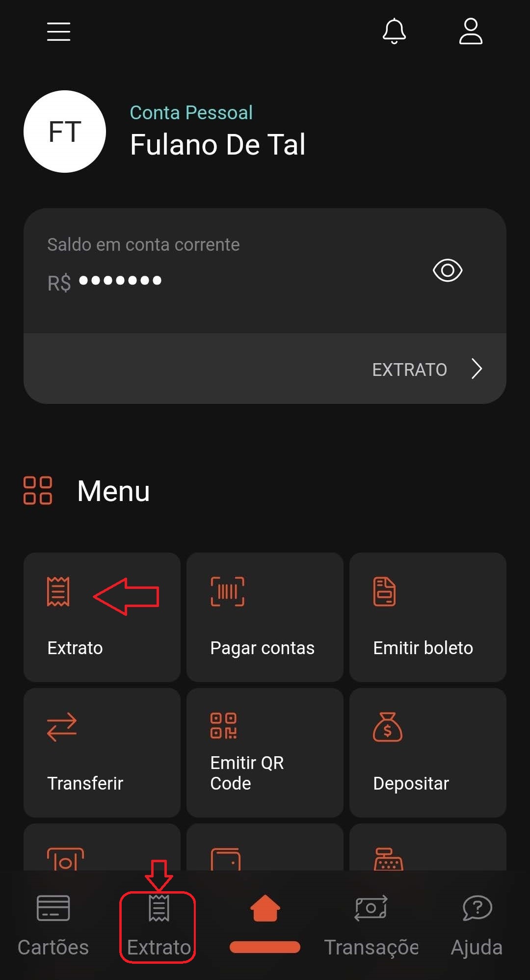 Tela menu principal - Marcada Extrato.jpg