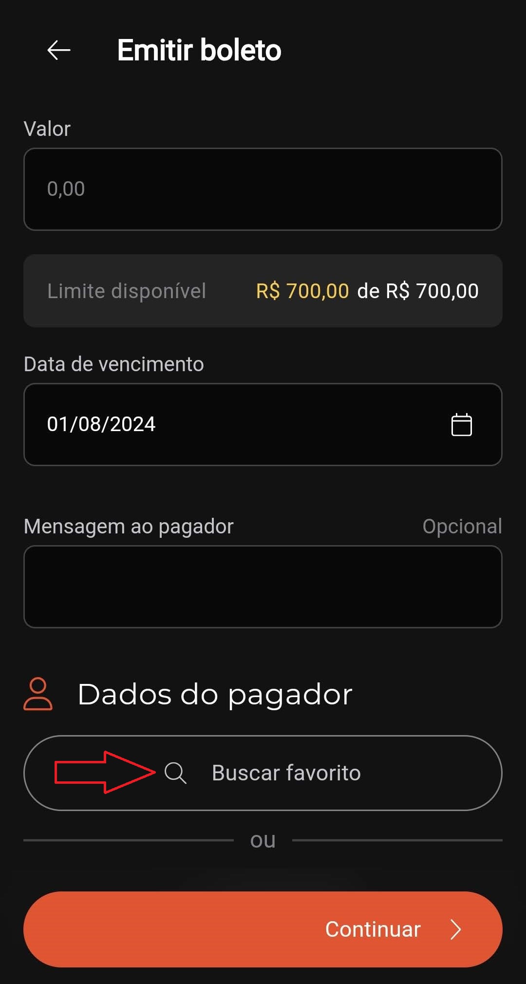 1 -Tela emissão de boleto terceiros - Marcado Favorito.jpg