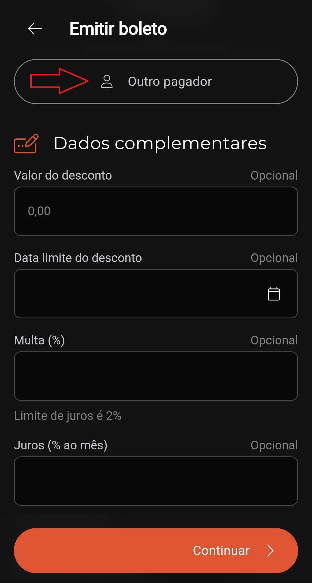 1.1 -Tela emissão de boleto terceiros - Marcado Outro pagador.jpg