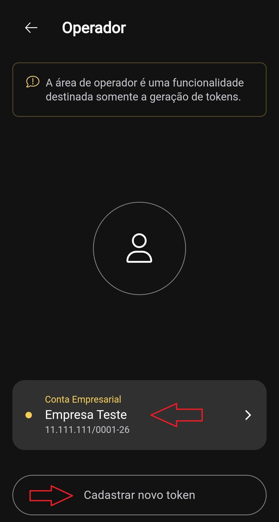 6 -Tela token operador cadastrado com sucesso.jpg